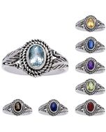 Natural Multi Stones 925 Silver Ring Size 5-8 Jewelry DGR1131 R-1044, 4x6 mm