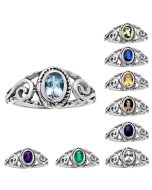 Natural Multi Stones 925 Silver Ring Size 5-8 Jewelry DGR1132 R-1043, 4x6 mm