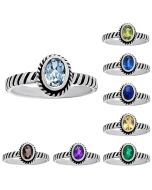Natural Multi Stones 925 Silver Ring Size 5-8 Jewelry DGR1134 R-1045, 4x6 mm