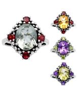Natural Multi Stone 925 Sterling Silver Ring Size 6-9 Jewelry DGR1135 R-1017, 8x10 mm