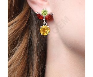 Natural Gemstones Round Shape 6x6 mm Earrings DGE1051 E-1060, 6x6 mm