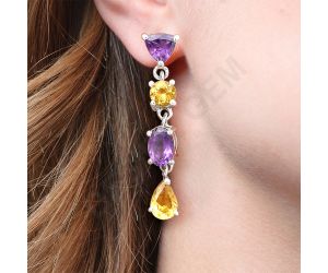 Natural Multi Stones Earrings DGE1059 E-1061, 4x6 mm