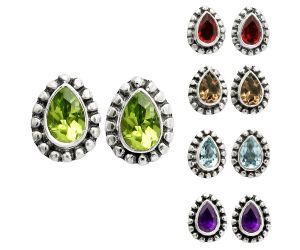Natural Gemstones Pear Shape 925 Sterling Silver Earrings Jewelry DGE1064 E-1121, 4x6 mm