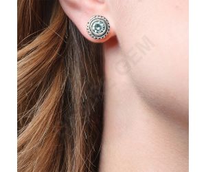 Natural Multi Stone Round Shape 925 Silver Stud Earrings DGE1067 E-1245, 5x5 mm