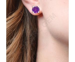 Natural Multi Stone Round Shape 925 Silver Stud Earrings DGE1073 E-1017, 5x5 mm