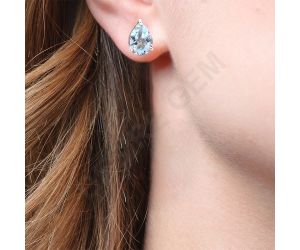 Natural Multi Stone Pear Shape 925 Silver Stud Earrings DGE1074 E-1017, 5x7 mm