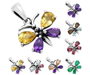 Butterfly - Natural Multi Stone Pendant DGP1008 P-1117, 4x6 mm