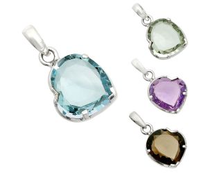 Natural Gem Stone Heart Shape 925 Silver Pendant Jewelry DGP1017 P-1043, 16x16 mm
