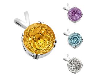 Natural Gemstones Round Shape 925 Sterling Silver Pendant Jewelry DGP1019 P-1737, 12x12 mm