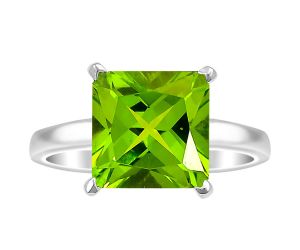 Lab Created Peridot Ring Size-8 DGR1074_D, 10x10 mm