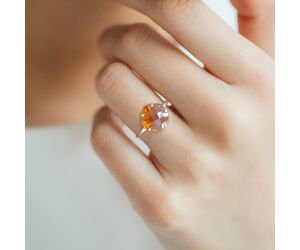 Lab Created Padparadscha Sapphire Ring Size-8.5 DGR1081_H, 12x12 mm