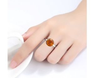 Lab Created Padparadscha Sapphire Ring Size-8.5 DGR1090_H, 10x10 mm