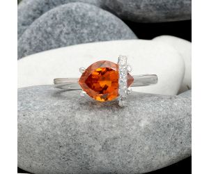 Lab Created Padparadscha Sapphire Ring Size-7.5 DGR1105_G, 8x11 mm