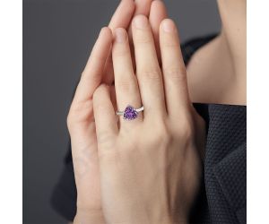 Amethyst Concave Ring Size 5-9 DGR1109 R-1020, 10x10 mm