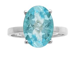 Sky Blue Topaz Checker 925 Sterling Silver Ring Size 5-9 Jewelry DGR1114 R-1019, 10x14 mm