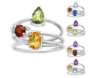 Natural Multi Stones Ring Size 5-9 DGR1120 R-1159, 4x6 mm