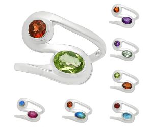 Natural Multi Stones Ring Size 5-9 DGR1123 R-1039, 4x6 mm
