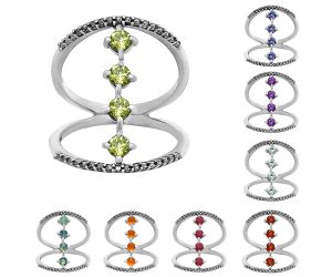 Natural Multi Stone Round Shape Ring Size 5-9 DGR1126 R-1247, 3x3 mm