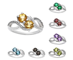 Natural Multi Stones 925 Silver Ring Size 5-8 Jewelry DGR1130 R-1033, 5x5 mm