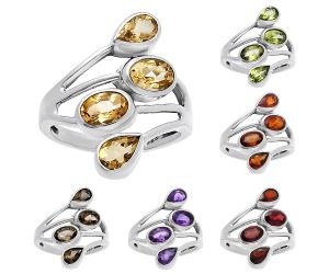 Natural Multi Stones 925 Silver Ring Size 5-8 Jewelry DGR1133 R-1053, 4x6 mm