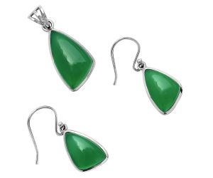 Natural Green Onyx Pendant Earrings Set DGT01015 T-1002