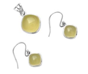 Natural Milky Lemon Quartz Pendant Earrings Set DGT01022 T-1002