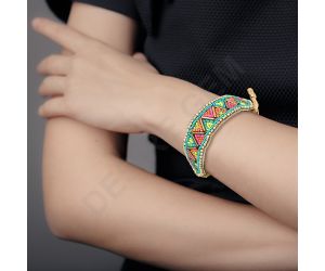 Handmade Colorful Bohemian Boho Seed Bead Loom Bracelet, Ethnic Native American Large Cuff Bracelets For Women FBR1001