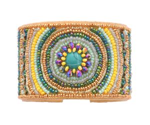 Handmade Colorful Bohemian Boho Seed Bead Loom Bracelet, Ethnic Large Cuff Bracelets For Women FBR1003