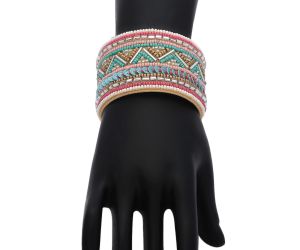 Handmade Colorful Bohemian Boho Seed Bead Loom Bracelet, Ethnic Native American Large Cuff Bracelets For Women FBR1004