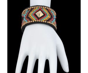 Handmade Colorful Bohemian Boho Seed Bead Loom Bracelet, Ethnic Native American Large Cuff Bracelets For Women FBR1008