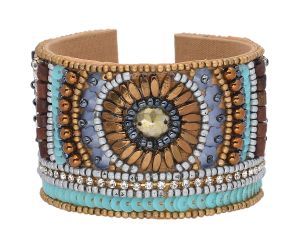 Handmade Colorful Bohemian Boho Seed Bead Loom Bracelet, Ethnic Native American Large Cuff Bracelets For Women FBR1010