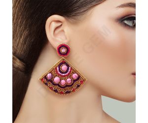 Handmade Colorful Native American Beaded Earrings,Hoop Dangle Earrings, Bohemia Boho Native Tassel Earrings FER1008