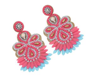 Handmade Colorful Beaded Earrings,Hoop Dangle Earrings, Bohemia Boho Tassel Earrings FER1011