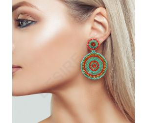 Handmade Colorful Beaded Earrings,Hoop Dangle Earrings, Bohemia Boho Tassel Earrings FER1013