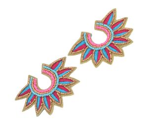 Handmade Colorful Beaded Earrings,Hoop Dangle Earrings, Bohemia Boho Tassel Earrings FER1016