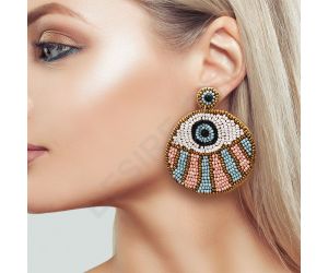 Handmade Colorful Native American Beaded Earrings,Hoop Dangle Earrings, Bohemia Boho Native Tassel Earrings FER1017
