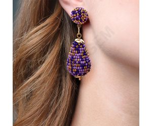 Handmade Colorful Beaded Earrings,Hoop Dangle Earrings, Bohemia Drops Earrings, Tassel Earrings FER1022
