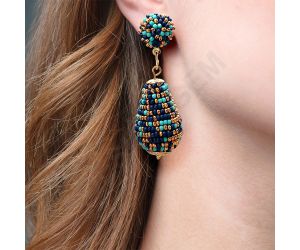 Handmade Colorful Native American Beaded Earrings,Hoop Dangle Earrings, Bohemia Drops Earrings, Native Tassel Earrings FER1023