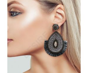 Handmade Colorful Beaded Earrings,Hoop Dangle Earrings, Bohemia Drops Earrings, Tassel Earrings FER1031