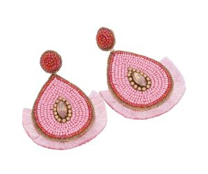 Handmade Colorful Native American Beaded Earrings,Hoop Dangle Earrings, Bohemia Drops Earrings, Native Tassel Earrings FER1032