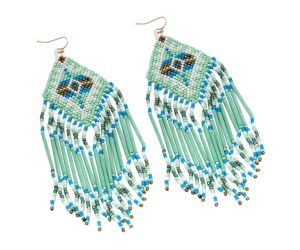Handmade Colorful Native American Beaded Earrings,Hoop Dangle Earrings, Bohemia Drops Earrings, Native Tassel Earrings FER1033