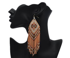 Handmade Colorful Native American Beaded Earrings,Hook Dangle Earrings, Bohemia Boho Native Tassel Earrings FER1034