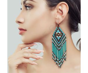Handmade Colorful Native American Beaded Earrings,Hook Dangle Earrings, Bohemia Boho Native Tassel Earrings FER1035