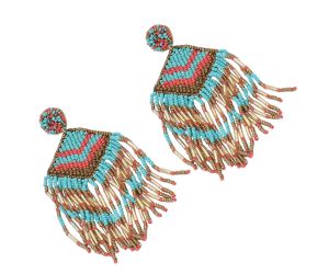 Handmade Colorful Native American Beaded Earrings,Hook Dangle Earrings, Bohemia Boho Native Tassel Earrings FER1036