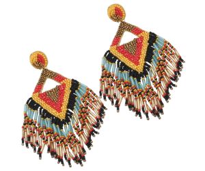 Handmade Colorful Beaded Earrings,Seed Bead,Hoop Dangle Earrings, Bohemia,Tassel Earrings FER1037