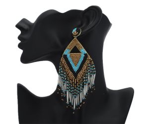 Handmade Colorful Native American Beaded Earrings,Seed Bead,Hoop Dangle Earrings, Bohemia,Native Tassel Earrings FER1038