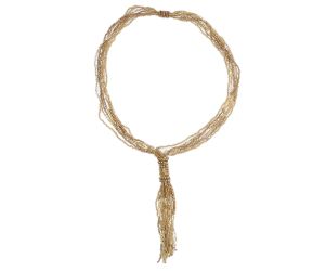 Handmade Native Tassel Golden Beaded Necklace,Glass Seed Beaded Bohemian Boho,Retro Ethnic Sweater Chain FNC1004