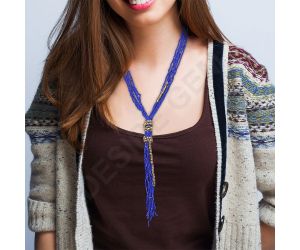 Handmade Tassel Beaded Necklace,Glass Seed Beaded Bohemian Boho,Retro Ethnic Sweater Chain FNC1005
