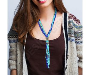 Handmade Tassel Beaded Necklace,Glass Seed Beaded Bohemian Boho,Retro Ethnic Sweater Chain FNC1007