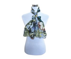 Premium Quality Printed Floral 100% Tabby Silk Scarf Lightweight Wraps MSL202